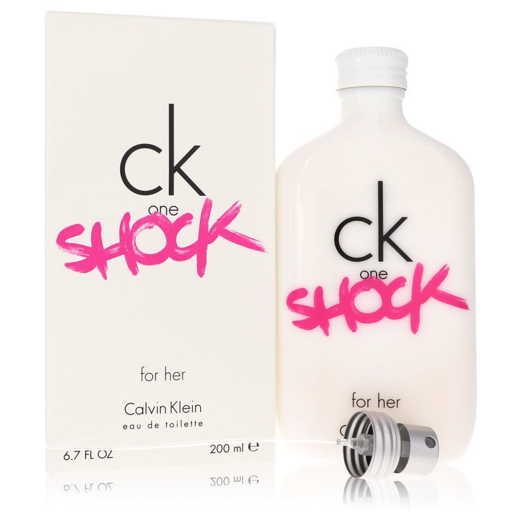 Calvin Klein CK One Shock Eau De Toilette spray bottle with black and vibrant packaging design.