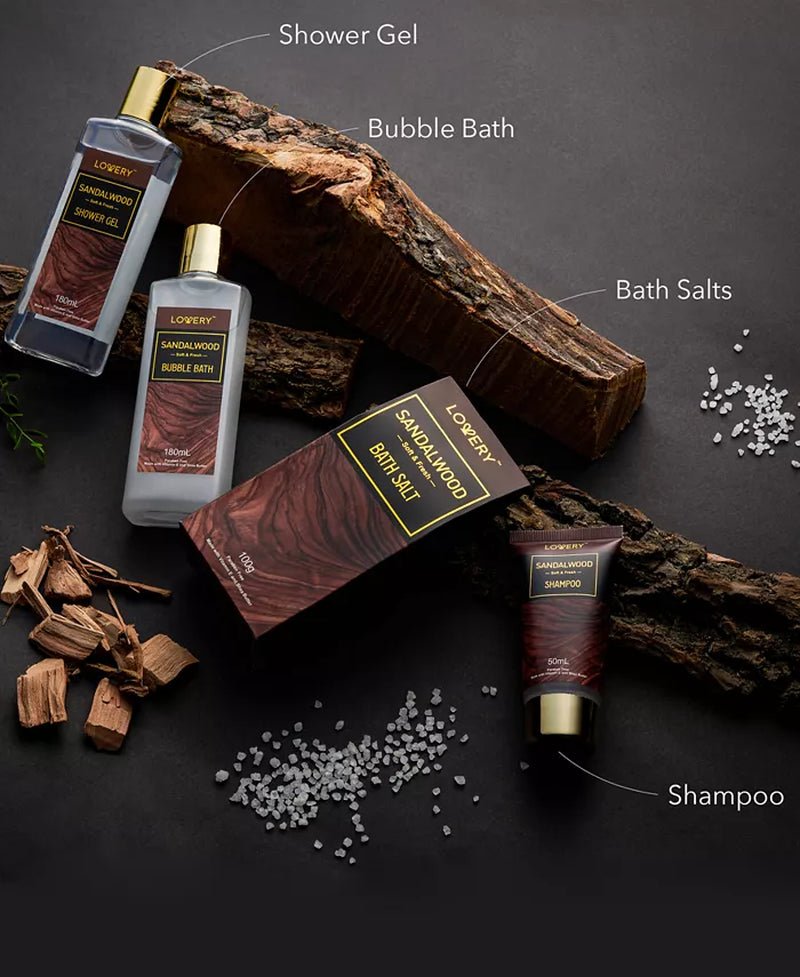 Lovery - Sandalwood Bath Gift Set, Grooming Self Care Kit - OPULENTIA