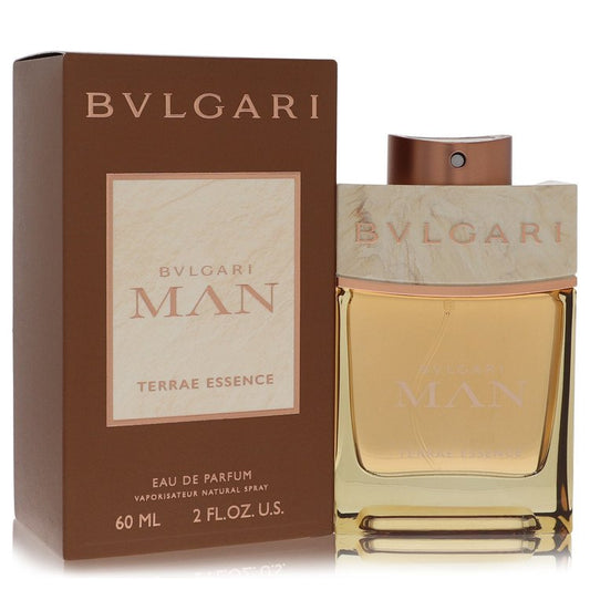 Bvlgari Man Terrae Essence Eau De Parfum spray bottle, luxurious fragrance by Bvlgari with sleek packaging design