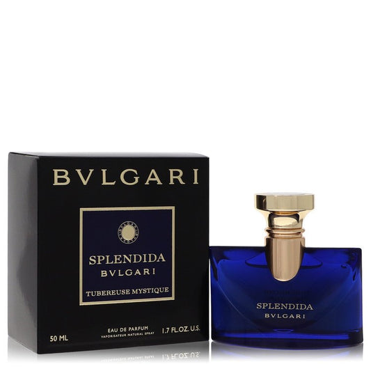 Bvlgari Splendida Tubereuse Mystique Eau De Parfum Spray bottle with elegant design and floral fragrance label.