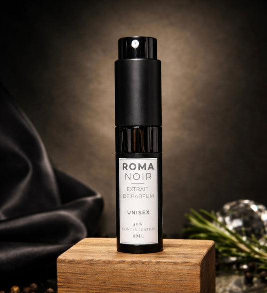Roma Noir 8mL Travel Perfume Atomizer — Extrait de Parfum 40% Concentration Long Lasting Roma Parfum — Luxury Extrait de Parfum | Lasting Fragrance for Women & Men