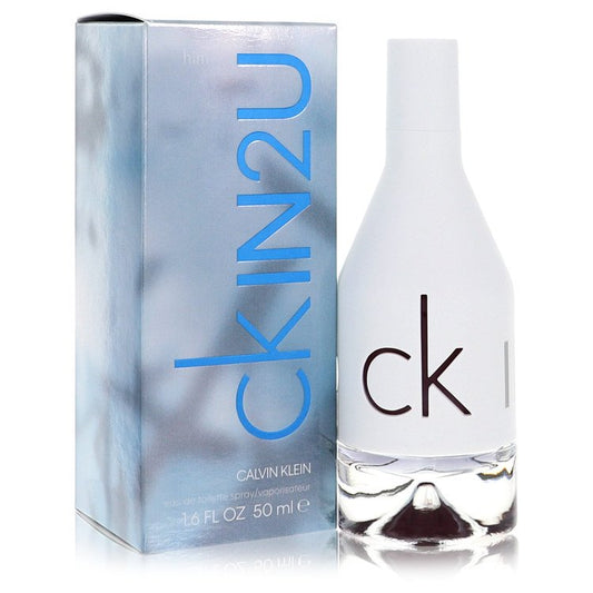 Calvin Klein CK In 2U Eau De Toilette Spray with sleek bottle and minimalist design, suitable for men.