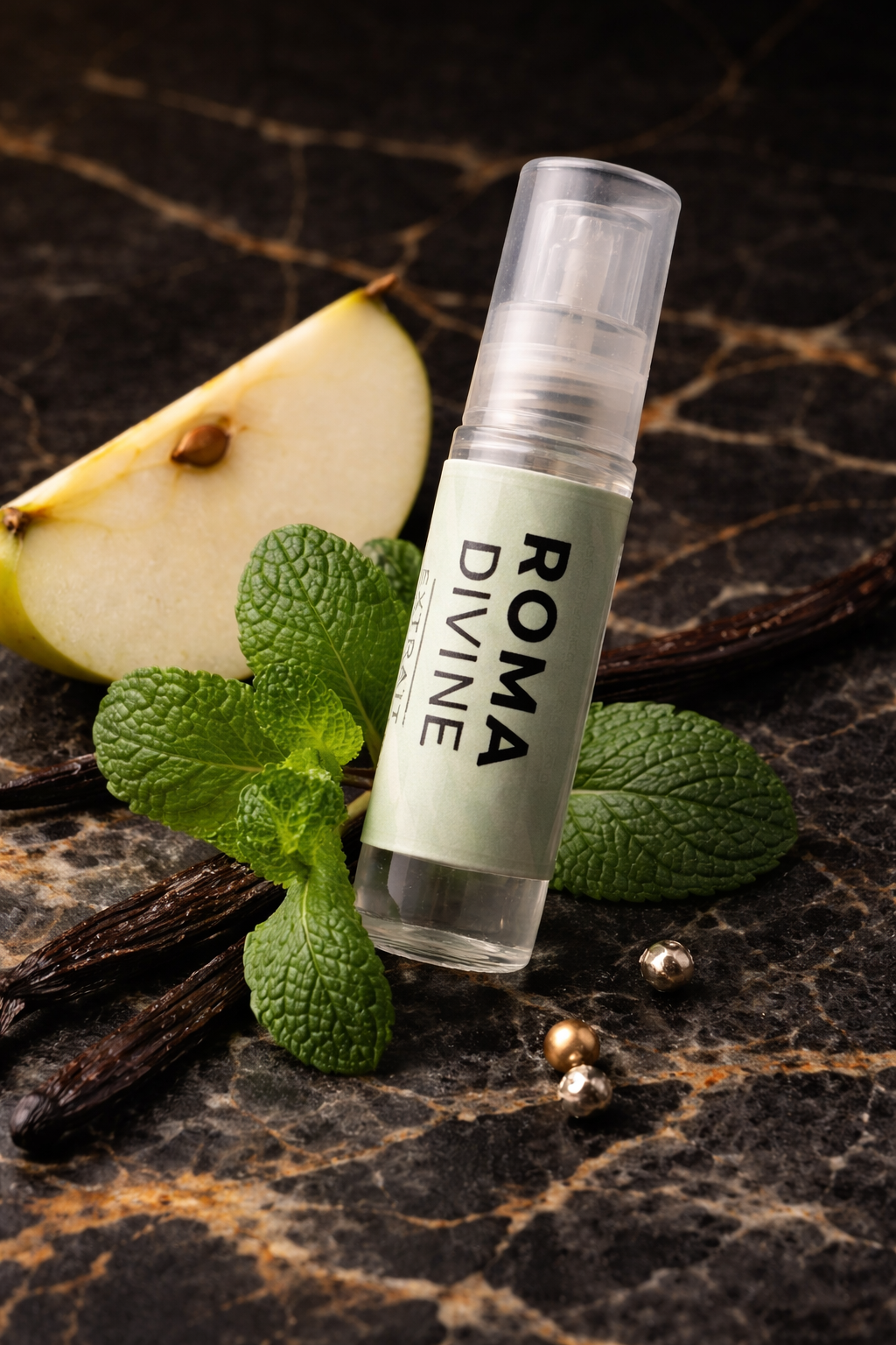 Roma Divine 2mL Extrait de Parfum Sample (40% Oil) – Unisex Mint, Vanilla & Wood Roma Parfum — Luxury Extrait de Parfum | Lasting Fragrance for Women & Men