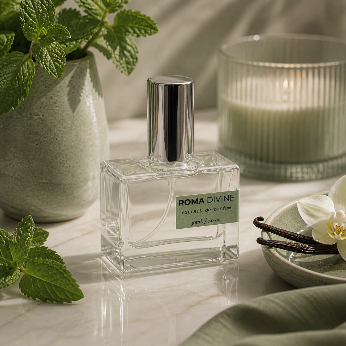 Roma Divine Extrait Mint l Vanilla | Wood Unisex Luxury Fragrance Roma Parfum — Luxury Extrait de Parfum | Lasting Fragrance for Women & Men