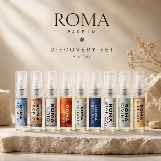 FREE 8 Scent Discovery Kit 2mL Spray Vials •DISCOUNT APPLIED IN CHECKOUT• Roma Parfum — Luxury Extrait de Parfum | Lasting Fragrance for Women & Men