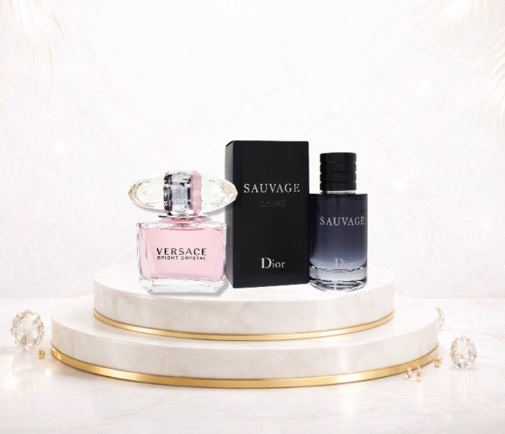 Dior Sauvage Parfum 3.4oz + Versace Bright Crystal 3oz - OPULENTIA 