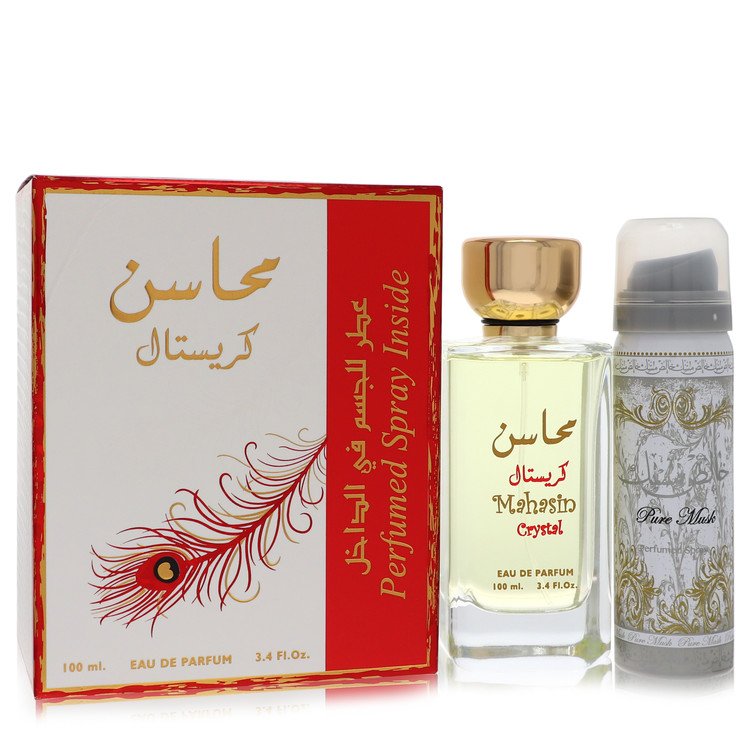 Lattafa Mahasin Crystal Eau De Parfum Spray with 1.7 oz Deodorant Spray By Lattafa Lattafa