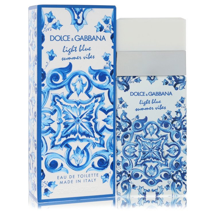 Light blue Summer Vibes Eau De Toilette Spray by Dolce & Gabbana, featuring the iconic light blue bottle and summer-inspired design.