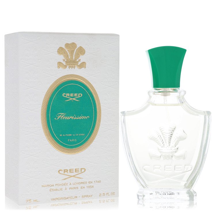 Creed Fleurissimo Millesime Eau de Parfum spray bottle, elegant fragrance bottle with floral design and packaging.
