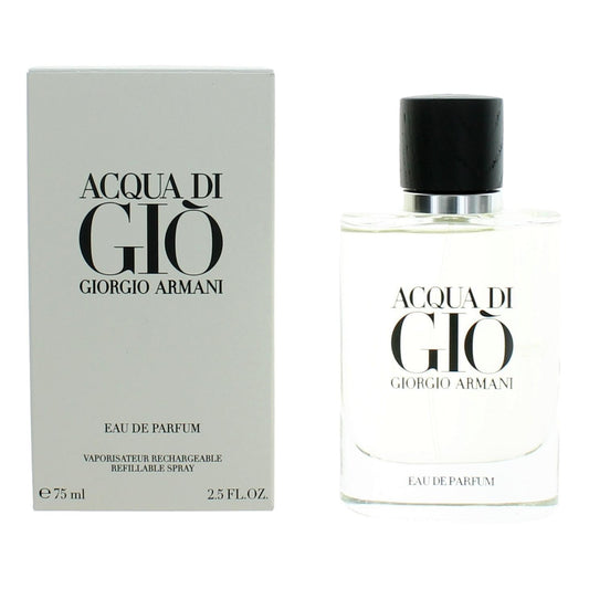 Acqua Di Gio by Giorgio Armani, 2.5 oz Eau De Parfum Spray Refillable for Men Giorgio Armani