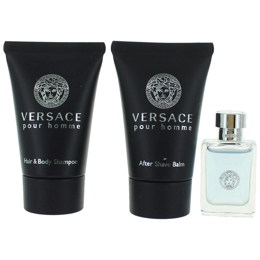 Versace Pour Homme by Versace, 3 Piece Mini Gift Set for Men Versace