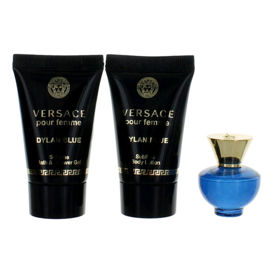 Versace Pour Femme Dylan Blue by Versace, 3 Piece Mini Gift Set for Women Versace