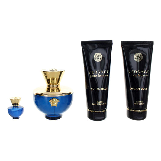 Versace Pour Femme Dylan Blue by Versace, 4 Piece Gift Set for Women Versace