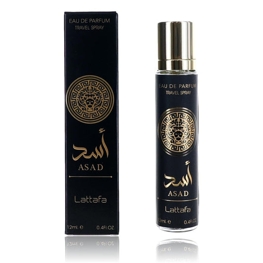 Asad by Lattafa, 0.4 oz Eau De Parfum Travel Spray for Men Lattafa