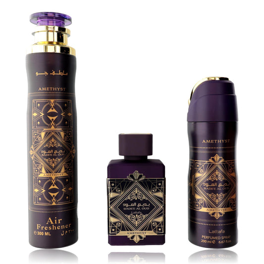 Bad'e Al Oud Amethyst by Lattafa, 3 Piece Gift Set for Unisex Lattafa
