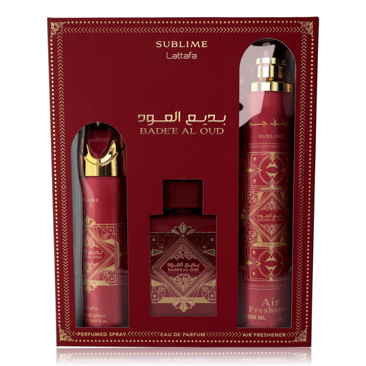 Bad'e Al Oud Sublime by Lattafa, 3 Piece Gift Set for Unisex Lattafa