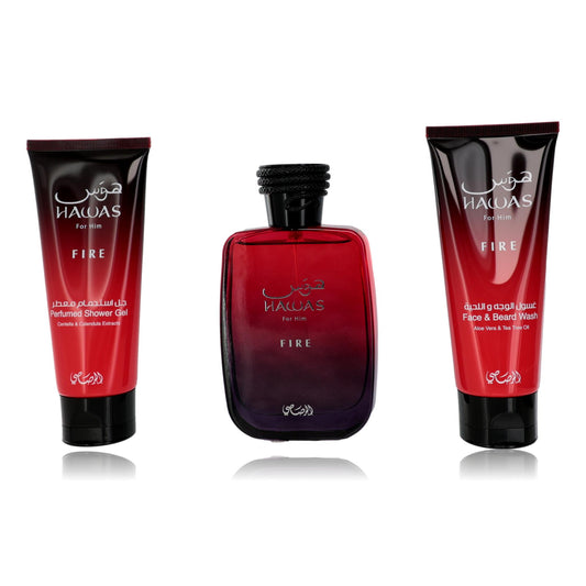 Hawas Fire by Rasasi, 3 Piece Gift Set for Unisex Rasasi