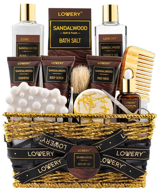 Lovery - Sandalwood Bath Gift Set, Grooming Self Care Kit - OPULENTIA