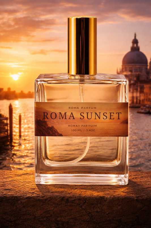 Roma Sunset Dark Vanilla | Pear | Tonka Bean Roma Parfum — Luxury Extrait de Parfum | Lasting Fragrance for Women & Men